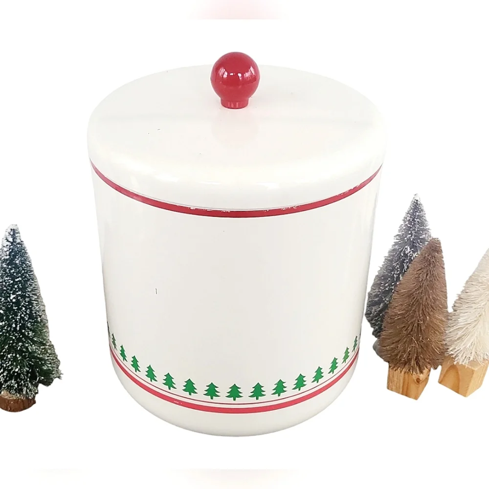 Vintage Kitschy Mid Century Shinko Lacquerware Christmas Holiday Ice Bucket